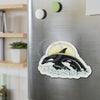 Orca Whale Mom And Baby Ink Sun Waves Art Die-Cut Magnets Home Decor