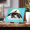 Orca Whale Mum And The Baby Teal Wave Beachart Ceramic Photo Tile 6 × 8 / Glossy Home Decor