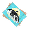 Orca Whale Mum And The Baby Teal Wave Beachart Ceramic Photo Tile Home Decor