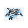 Orca Whale Pod Family Watercolor Art Ceramic Photo Tile 6 × 8 / Matte Home Decor