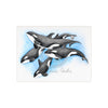 Orca Whale Pod Family Watercolor Art Ceramic Photo Tile Home Decor
