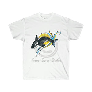 Orca Whale Sun Breach Ink Art Ultra Cotton Tee White / S T-Shirt