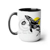 Orca Whale Sun Cute Tribal Ink Art Two-Tone Coffee Mugs 15Oz / Black Mug