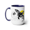 Orca Whale Sun Cute Tribal Ink Art Two-Tone Coffee Mugs 15Oz / Blue Mug