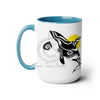 Orca Whale Sun Cute Tribal Ink Art Two-Tone Coffee Mugs 15Oz / Light Blue Mug