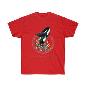Orca Whale Tribal Doodle Colorful Ink Art Dark Unisex Ultra Cotton Tee Red / S T-Shirt