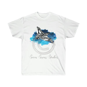 Orca Whale Tribal Rainbow Splash Ink Ultra Cotton Tee White / S T-Shirt