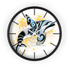 Orca Whale Tribal Splash Blue Yellow Wall Clock Black / White 10 Home Decor