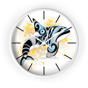 Orca Whale Tribal Splash Blue Yellow Wall Clock White / 10 Home Decor