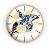 Orca Whale Tribal Splash Blue Yellow Wall Clock Wooden / White 10 Home Decor