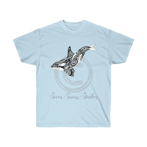 Orca Whale Tribal Tattoo Black Ink Art Ultra Cotton Tee Light Blue / S T-Shirt