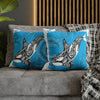 Orca Whale Tribal Tattoo Blue Ink Art Spun Polyester Square Pillow Case 18 × Home Decor