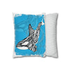 Orca Whale Tribal Tattoo Blue Ink Art Spun Polyester Square Pillow Case Home Decor