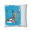 Orca Whale Tribal Tattoo Blue Ink Art Spun Polyester Square Pillow Case Home Decor
