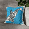 Orca Whale Tribal Tattoo Blue Ink Art Spun Polyester Square Pillow Case Home Decor