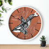 Orca Whale Tribal Tattoo Burnt Orange Ink Art Wall Clock Home Decor