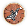 Orca Whale Tribal Tattoo Burnt Orange Ink Art Wall Clock Home Decor