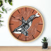 Orca Whale Tribal Tattoo Burnt Orange Ink Art Wall Clock Wooden / Black 10 Home Decor