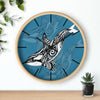 Orca Whale Tribal Tattoo Indigo Blue Ink Art Wall Clock Wooden / Black 10 Home Decor