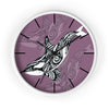 Orca Whale Tribal Tattoo Mauve Purple Ink Art Wall Clock White / Black 10 Home Decor