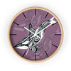 Orca Whale Tribal Tattoo Mauve Purple Ink Art Wall Clock Wooden / White 10 Home Decor