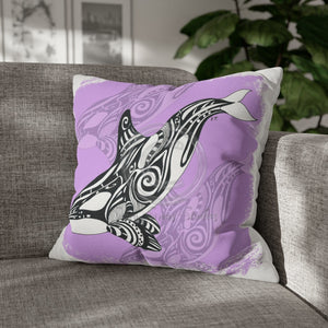 Orca Whale Tribal Tattoo Purple Ink Art Spun Polyester Square Pillow Case 20 × Home Decor