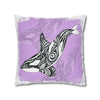 Orca Whale Tribal Tattoo Purple Ink Art Spun Polyester Square Pillow Case Home Decor