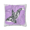Orca Whale Tribal Tattoo Purple Ink Art Spun Polyester Square Pillow Case Home Decor