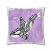 Orca Whale Tribal Tattoo Purple Ink Art Spun Polyester Square Pillow Case Home Decor