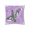 Orca Whale Tribal Tattoo Purple Ink Art Spun Polyester Square Pillow Case Home Decor