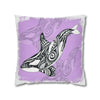 Orca Whale Tribal Tattoo Purple Ink Art Spun Polyester Square Pillow Case Home Decor