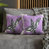 Orca Whale Tribal Tattoo Purple Ink Art Spun Polyester Square Pillow Case Home Decor
