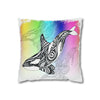 Orca Whale Tribal Tattoo Rainbow Ink Art Spun Polyester Square Pillow Case Home Decor