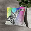 Orca Whale Tribal Tattoo Rainbow Ink Art Spun Polyester Square Pillow Case Home Decor