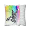 Orca Whale Tribal Tattoo Rainbow Ink Art Spun Polyester Square Pillow Case Home Decor