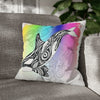 Orca Whale Tribal Tattoo Rainbow Ink Art Spun Polyester Square Pillow Case Home Decor