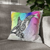 Orca Whale Tribal Tattoo Rainbow Ink Art Spun Polyester Square Pillow Case Home Decor