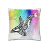 Orca Whale Tribal Tattoo Rainbow Ink Art Spun Polyester Square Pillow Case Home Decor