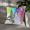 Orca Whale Tribal Tattoo Rainbow Ink Art Spun Polyester Square Pillow Case Home Decor