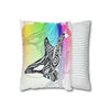 Orca Whale Tribal Tattoo Rainbow Ink Art Spun Polyester Square Pillow Case Home Decor