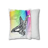 Orca Whale Tribal Tattoo Rainbow Ink Art Spun Polyester Square Pillow Case Home Decor