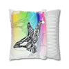Orca Whale Tribal Tattoo Rainbow Ink Art Spun Polyester Square Pillow Case Home Decor