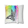 Orca Whale Tribal Tattoo Rainbow Ink Art Spun Polyester Square Pillow Case Home Decor