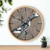 Orca Whale Tribal Tattoo Taupe Ink Art Wall Clock Wooden / Black 10 Home Decor