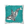 Orca Whale Tribal Tattoo Teal Ink Art Spun Polyester Square Pillow Case 16 × Home Decor