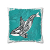 Orca Whale Tribal Tattoo Teal Ink Art Spun Polyester Square Pillow Case 18 × Home Decor
