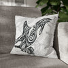 Orca Whale Tribal Tattoo White Black Ink Art Spun Polyester Square Pillow Case 16 × Home Decor