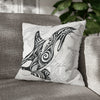 Orca Whale Tribal Tattoo White Black Ink Art Spun Polyester Square Pillow Case 18 × Home Decor