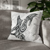 Orca Whale Tribal Tattoo White Black Ink Art Spun Polyester Square Pillow Case 20 × Home Decor