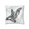 Orca Whale Tribal Tattoo White Black Ink Art Spun Polyester Square Pillow Case Home Decor